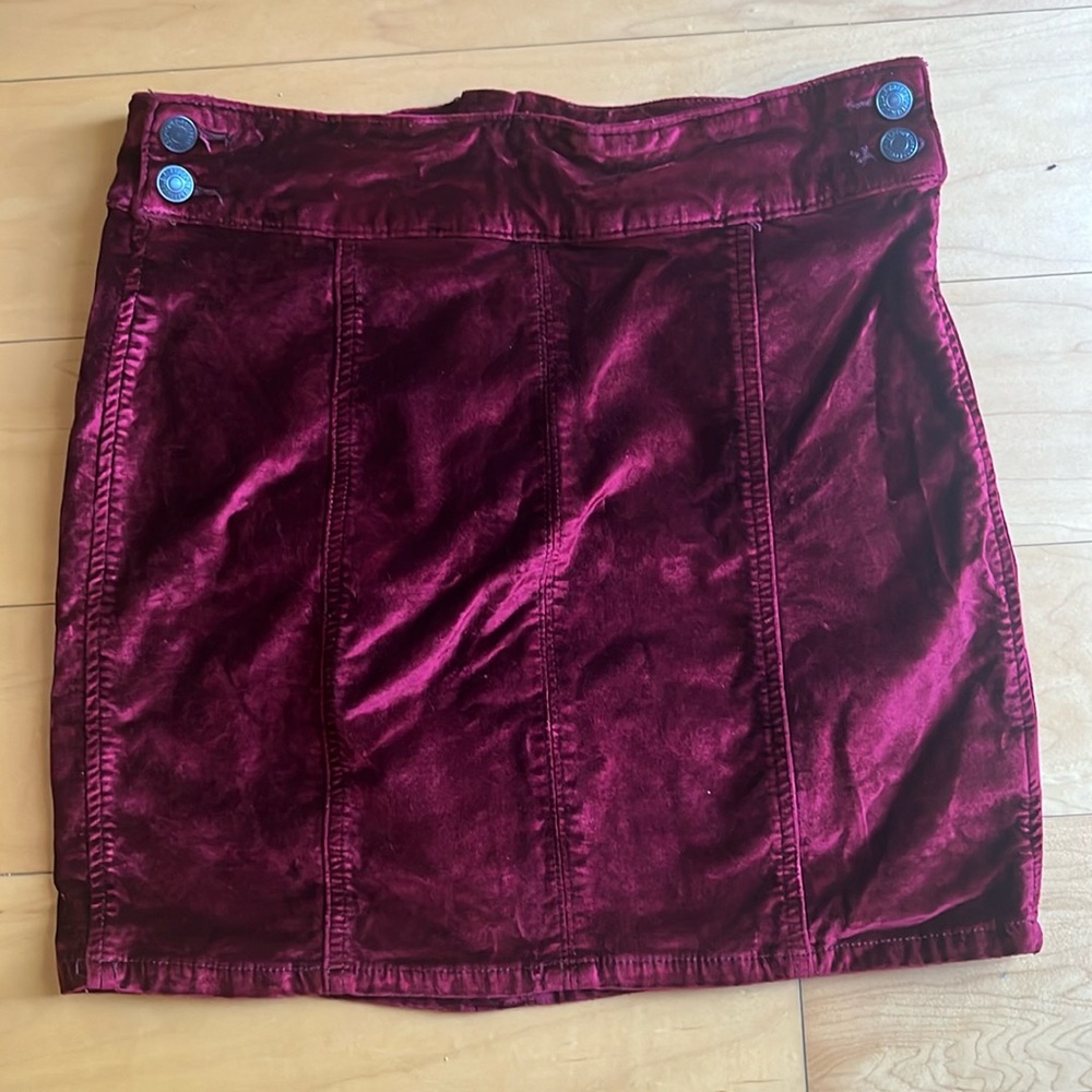 Free People Velvet Burgundy Mini Skirt W29